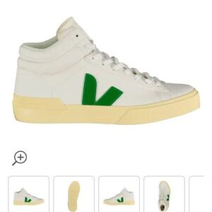 Veja White and Green Sneakers